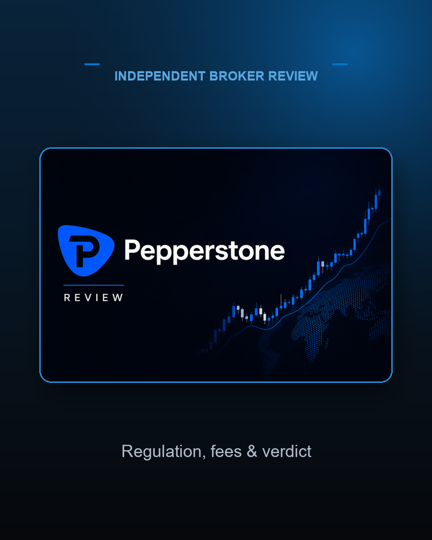Official Pepperstone logo on a clean fxreviewlab review card